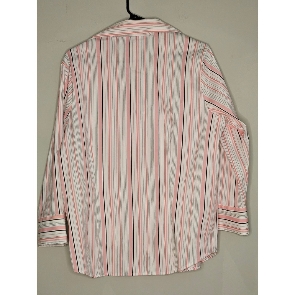 Real Clothing Co‎ Women's Striped Button Down Shirt Pink Black White 2X - Picture 2 of 6